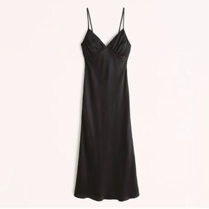 Abercrombie Ruched Satin Slip Midi Dress